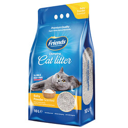Friends İnce Taneli Bebek Pudralı Topaklanan Doğal Kedi Kumu 10 Lt - Friends