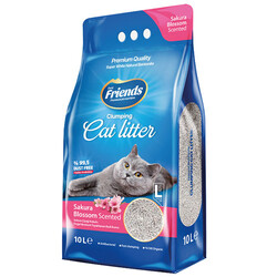 Friends İnce Taneli Sakura Çiçekli Topaklanan Doğal Kedi Kumu 10 Lt - Friends