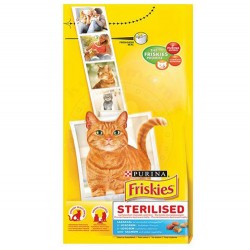 Friskies - Friskies Sterilised Somon Kısırlaştırılmış Kedi Maması 10 Kg + 4 Adet Temizlik Mendili