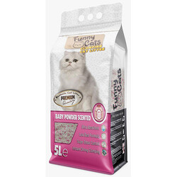 Funny Cats İnce Taneli Topaklaşan Bebek Pudralı Doğal Kedi Kumu 5 Lt - Funny Cats