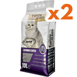Funny Cats - Funny Cats İnce Taneli Topaklaşan Lavanta Kokulu Doğal Kedi Kumu 10 Lt x 2 Adet b