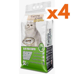 Funny Cats Kalın Taneli Topaklaşan Aloe Vera Doğal Kedi Kumu 5 Lt x 4 Adet - Funny Cats