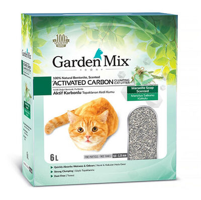 Garden Mix Activated Carbon Marsilya Sabunlu Topaklanan Doğal Kedi Kumu 6 Lt