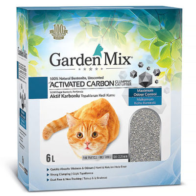 Garden Mix Activated Carbon Parfümsüz Topaklanan Doğal Kedi Kumu 6 Lt