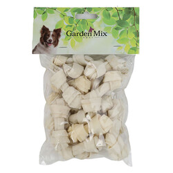 Garden Mix - Garden Mix Beyaz Burgu Sütlü Deri Kemik 7 Cm - (20'li Paket)