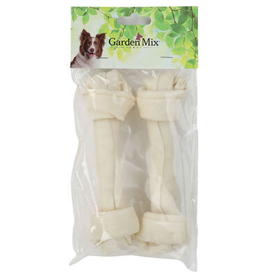 Garden Mix Beyaz Düğümlü Deri Kemik 17 Cm - (2 li Paket)