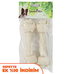 Garden Mix Beyaz Düğümlü Deri Kemik 17 Cm - (2 li Paket) - Garden Mix
