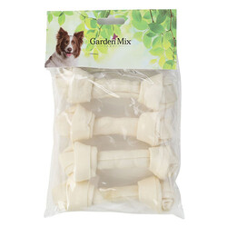 Garden Mix - Garden Mix Beyaz Düğümlü Sütlü Deri Kemik - 13 Cm (4 lü Paket)
