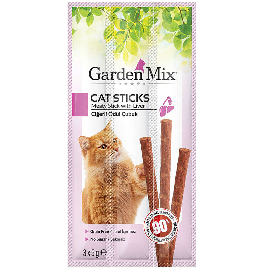 Garden Mix Ciğerli Tahılsız Kedi Stick Ödül 3x5 Gr