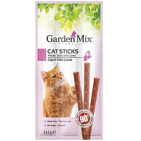 Garden Mix Ciğerli Tahılsız Kedi Stick Ödül 3x5 Gr - 1