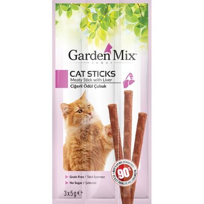 Garden Mix Ciğerli Tahılsız Kedi Stick Ödül 3x5 Gr