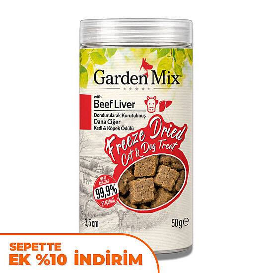 Garden Mix Freeze Dried Dana Ciğerli Kedi ve Köpek Ödül Maması 50 Gr - 1