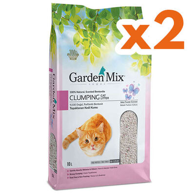 Garden Mix İnce Taneli Bebek Pudralı Topaklaşan Kedi Kumu 10 Lt x 2 Adet