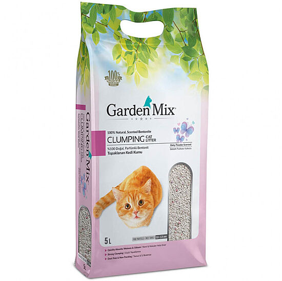 Garden Mix İnce Taneli Bebek Pudralı Topaklaşan Kedi Kumu 5 Lt x 4 Adet - 2