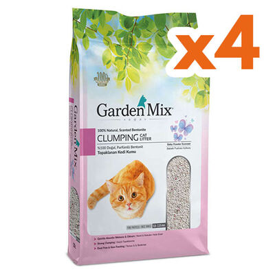 Garden Mix İnce Taneli Bebek Pudralı Topaklaşan Kedi Kumu 5 Lt x 4 Adet