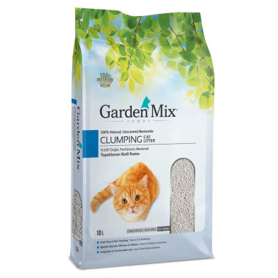 Garden Mix İnce Taneli Topaklaşan Kokusuz Doğal Kedi Kumu 10 Lt