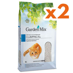 Garden Mix - Garden Mix İnce Taneli Topaklaşan Kokusuz Doğal Kedi Kumu 10 Lt x 2 Adet