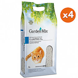 Garden Mix İnce Taneli Topaklaşan Kokusuz Doğal Kedi Kumu 5 Lt x 4 Adet - Garden Mix