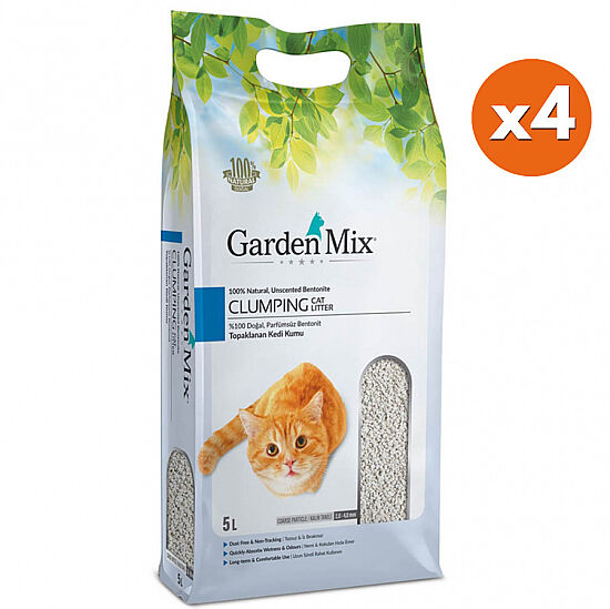 Garden Mix İnce Taneli Topaklaşan Kokusuz Doğal Kedi Kumu 5 Lt x 4 Adet - 1