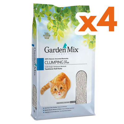 Garden Mix İnce Taneli Topaklaşan Kokusuz Doğal Kedi Kumu 5 Lt x 4 Adet