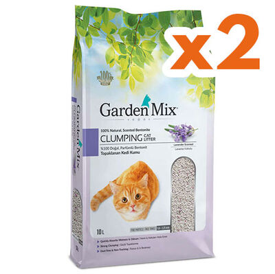 Garden Mix İnce Taneli Topaklaşan Lavantalı Doğal Kedi Kumu 10 Lt x 2 Adet