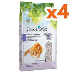 Garden Mix - Garden Mix İnce Taneli Topaklaşan Lavantalı Doğal Kedi Kumu 5 Lt x 4 Adet