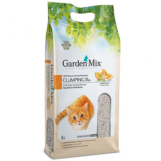 Garden Mix İnce Taneli Topaklaşan Portakallı Doğal Kedi Kumu 5 Lt x 4 Adet - 2
