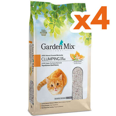 Garden Mix İnce Taneli Topaklaşan Portakallı Doğal Kedi Kumu 5 Lt x 4 Adet