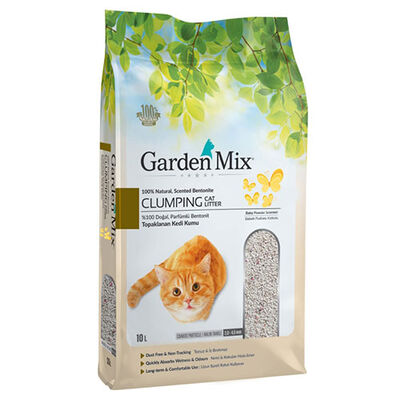 Garden Mix Kalın Taneli Bebek Pudralı Topaklaşan Kedi Kumu 10 Lt