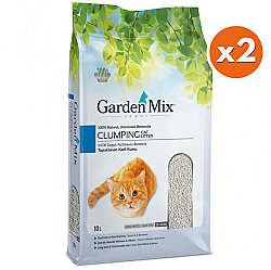 Garden Mix Kalın Taneli Topaklaşan Kokusuz Doğal Kedi Kumu 10 Lt x 2 Adet - Garden Mix
