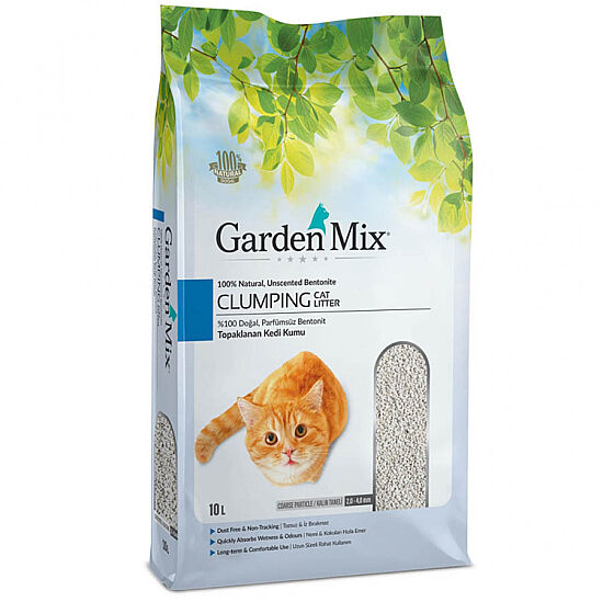 Garden Mix Kalın Taneli Topaklaşan Kokusuz Doğal Kedi Kumu 10 Lt x 2 Adet - 2
