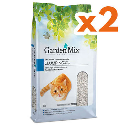Garden Mix Kalın Taneli Topaklaşan Kokusuz Doğal Kedi Kumu 10 Lt x 2 Adet