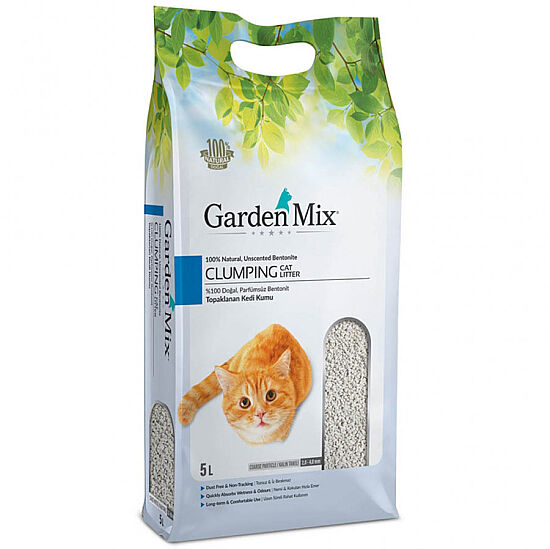 Garden Mix Kalın Taneli Topaklaşan Kokusuz Doğal Kedi Kumu 5 Lt - 1
