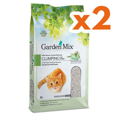 Garden Mix Kalın Taneli Topaklaşan Marsilya Sabunlu Doğal Kedi Kumu 10 Lt x 2 Adet - 1