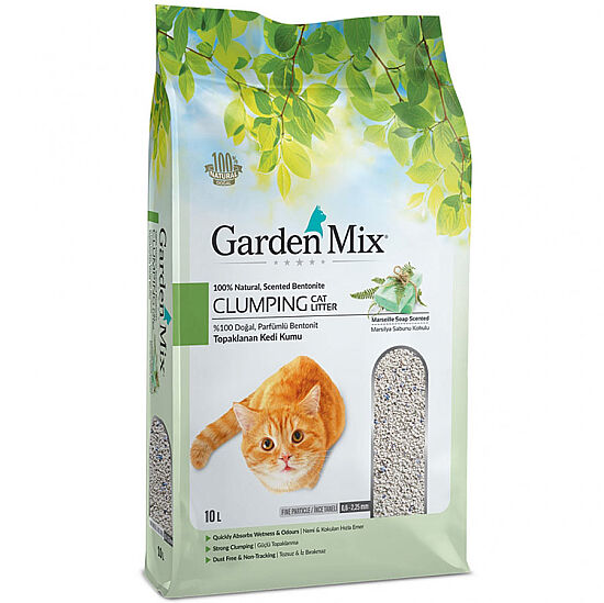 Garden Mix Kalın Taneli Topaklaşan Marsilya Sabunlu Doğal Kedi Kumu 10 Lt x 2 Adet - 2
