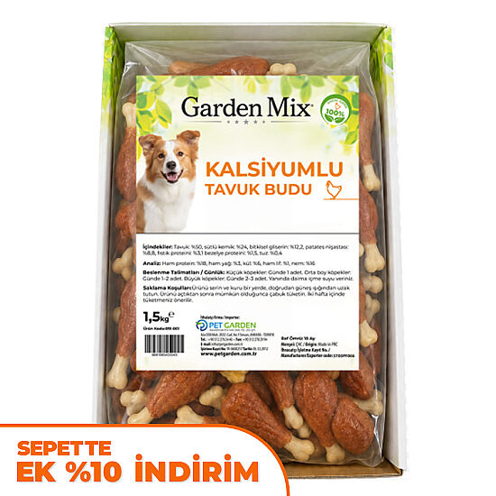 Garden Mix Kalsiyumlu Tavuk Budu Köpek Ödülü 1,5 Kg - 1