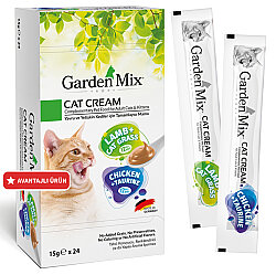 Garden Mix Kuzu Kedi Otu ve Tavuk Taurin Ek Besin Kedi Ödül Kreması (24 x 15 Gr) - Garden Mix
