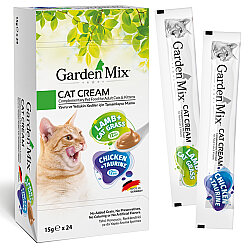 Garden Mix Kuzu Kedi Otu ve Tavuk Taurin Ek Besin Kedi Ödül Kreması (24 x 15 Gr) - 2