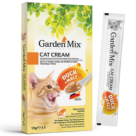Garden Mix Ördek Malt Ek Besin ve Kedi Ödül Kreması (5 x 15 Gr) - 1