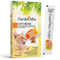 Garden Mix - Garden Mix Kedi Kreması Ördek Malt Ek Besin ve Kedi Ödülü (5 x 15 Gr)