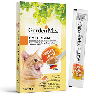 Garden Mix Kedi Kreması Ördek Malt Ek Besin ve Kedi Ödülü (5 x 15 Gr)