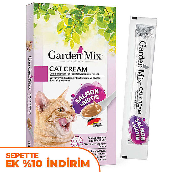 Garden Mix Somon Biotin Ek Besin ve Kedi Ödül Kreması (5 x 15 Gr) - 1