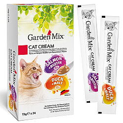 Garden Mix Somon Biotin ve Ördek Malt Ek Besin Kedi Ödül Kreması (24 x 15 Gr) - Garden Mix