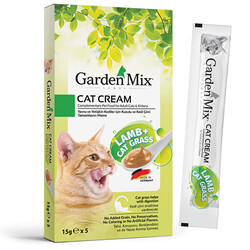 Garden Mix - Garden Mix Kuzu Kedi Otlu Ek Besin ve Kedi Ödül Kreması (5 x 15 Gr)