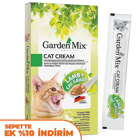 Garden Mix Kuzu Kedi Otlu Ek Besin ve Kedi Ödül Kreması (5 x 15 Gr) - 1