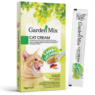 Garden Mix Kedi Kreması Kuzu Kedi Otlu Ek Besin ve Kedi Ödülü (5 x 15 Gr)