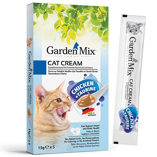 Garden Mix Tavuk Taurin Ek Besin ve Kedi Ödül Kreması (5 x 15 Gr) - 1