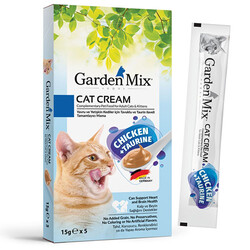 Garden Mix - Garden Mix Kedi Kreması Tavuk Taurin Ek Besin ve Kedi Ödülü (5 x 15 Gr)