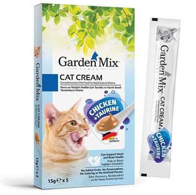 Garden Mix Kedi Kreması Tavuk Taurin Ek Besin ve Kedi Ödülü (5 x 15 Gr)