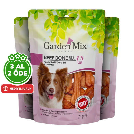 Garden Mix Kemik Şekilli Dana Etli Köpek Ödülü 75 Gr - 3 Al 2 Öde - 1